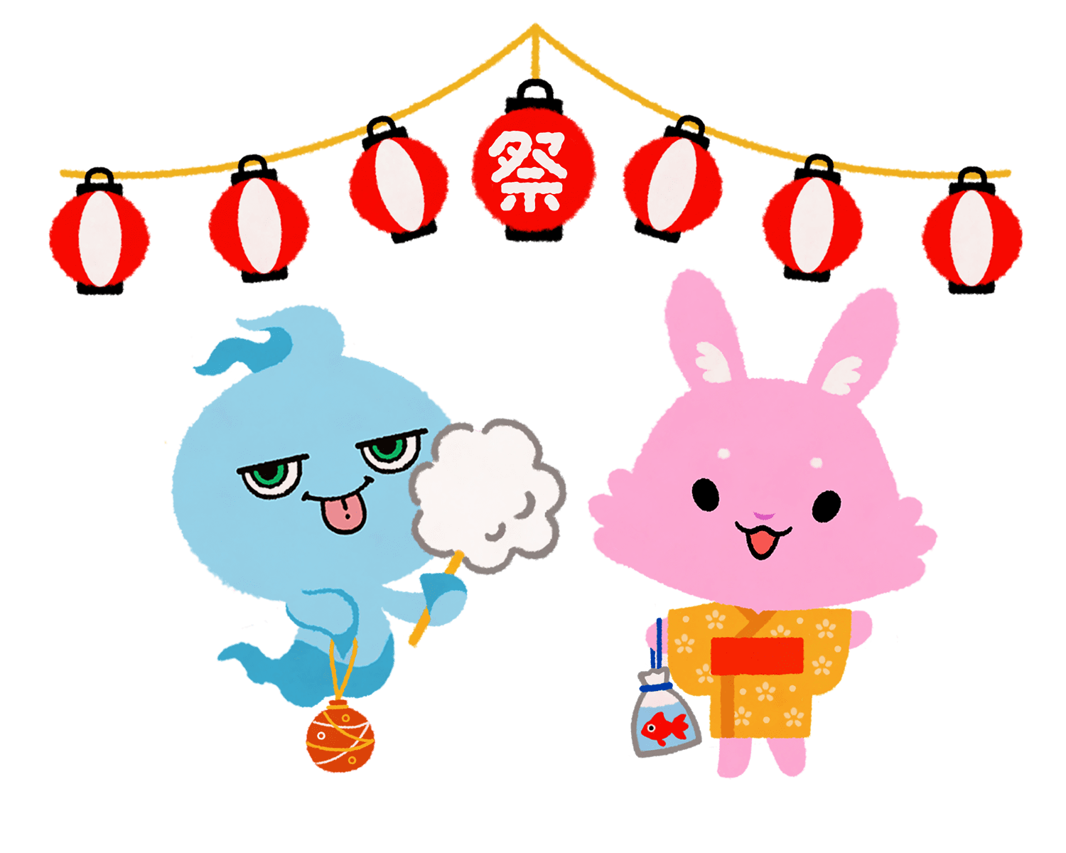 縁日を楽しむCNPのイラスト