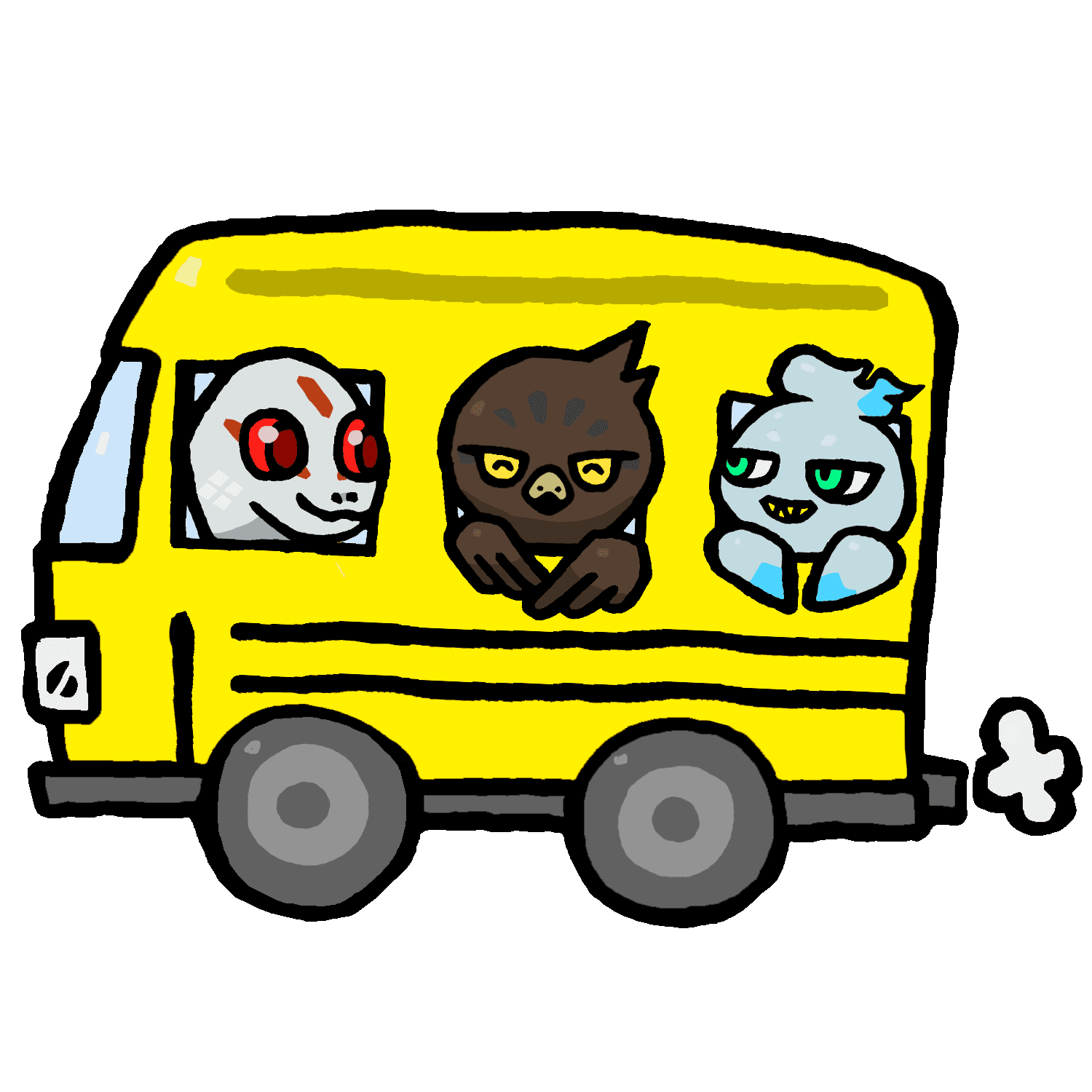 バスに乗るCNPのイラスト