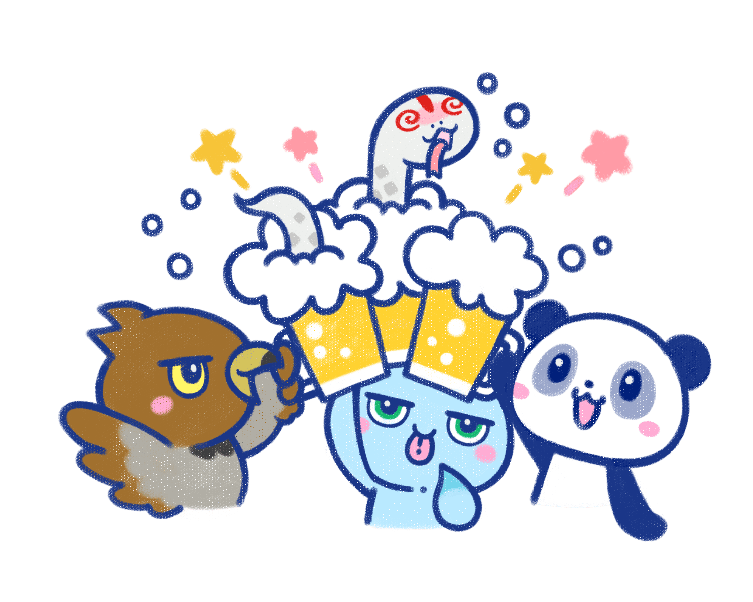飲み会で乾杯をするCNPのイラスト