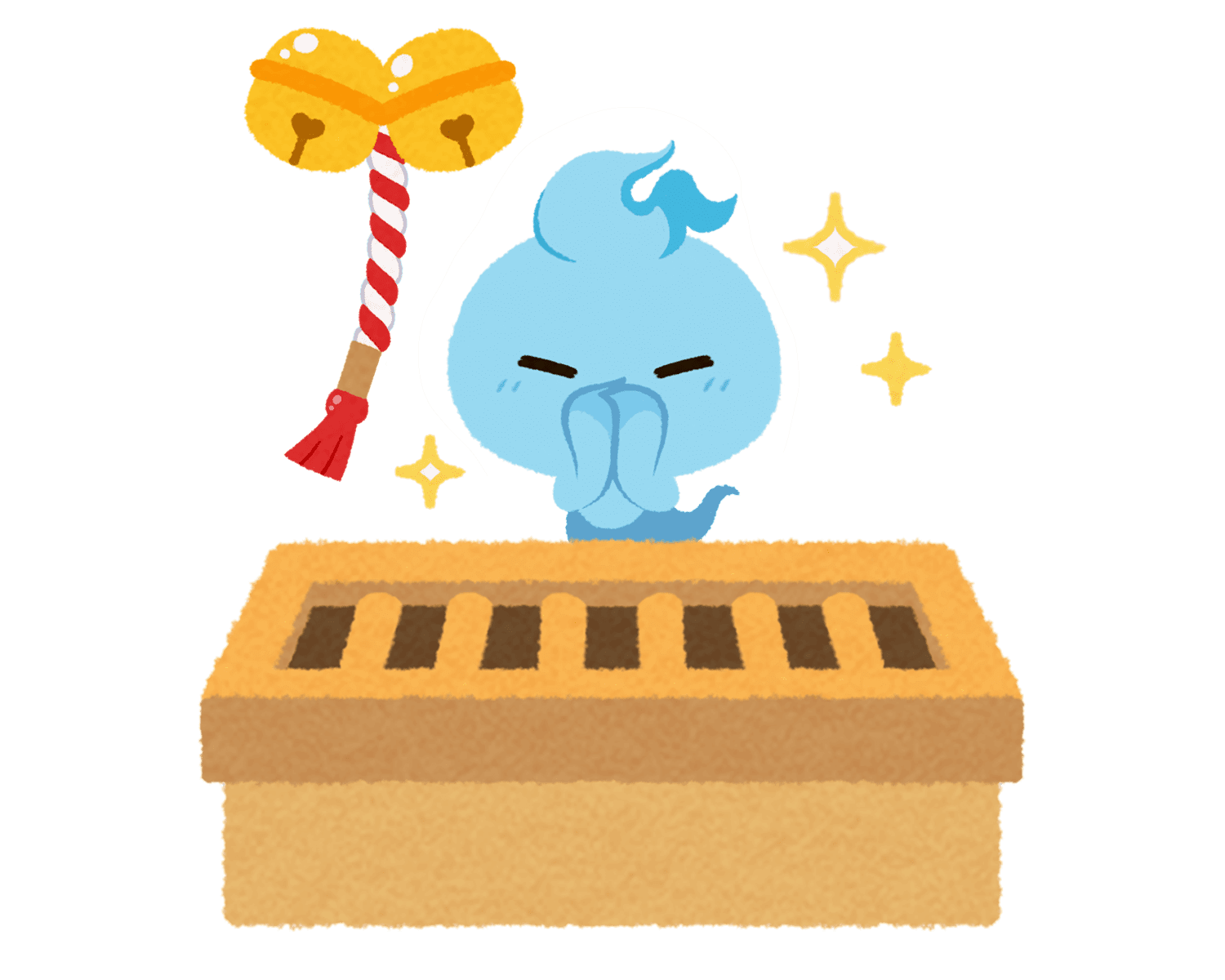 初詣をするミタマのイラスト
