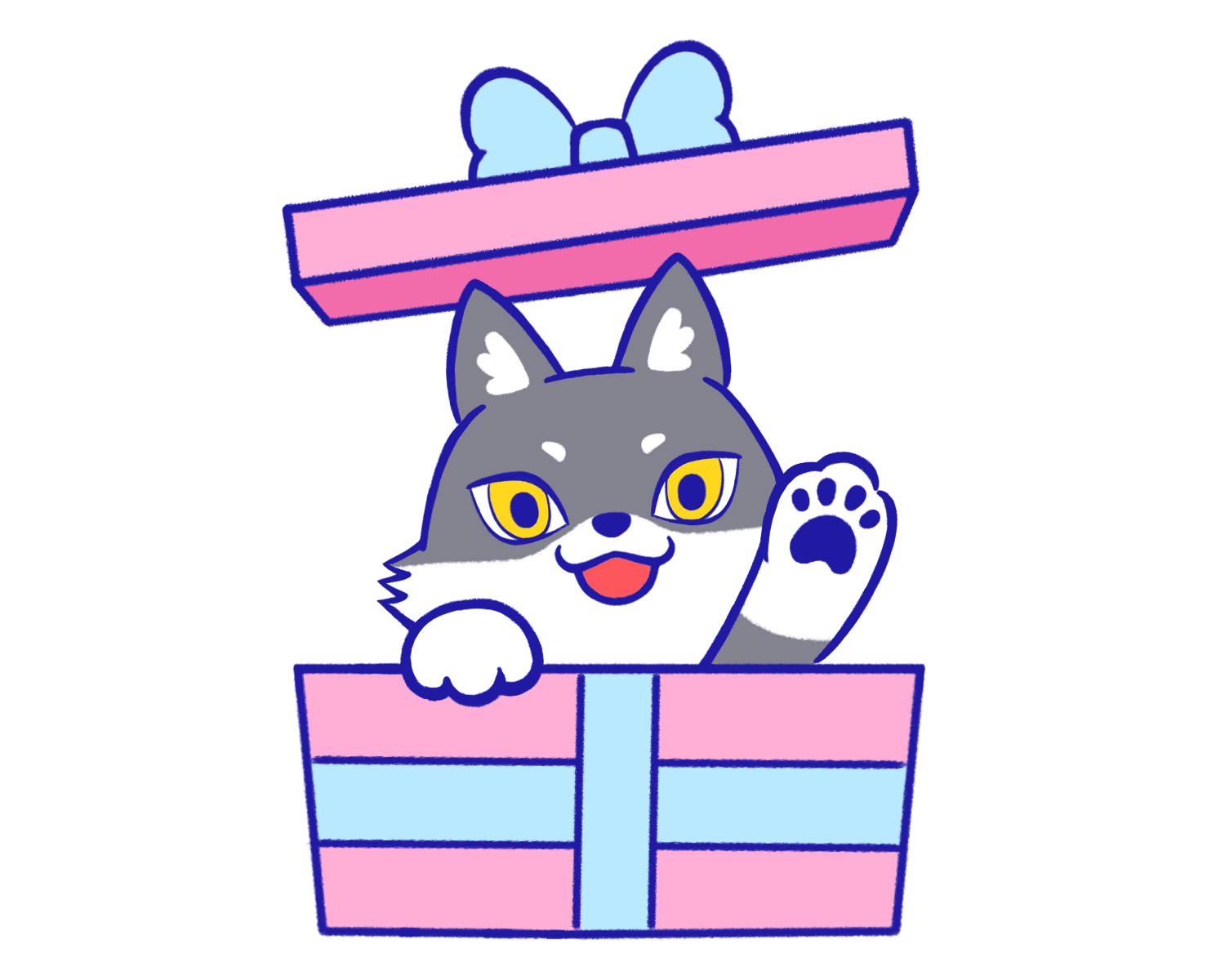 お祝いをするマカミのイラスト