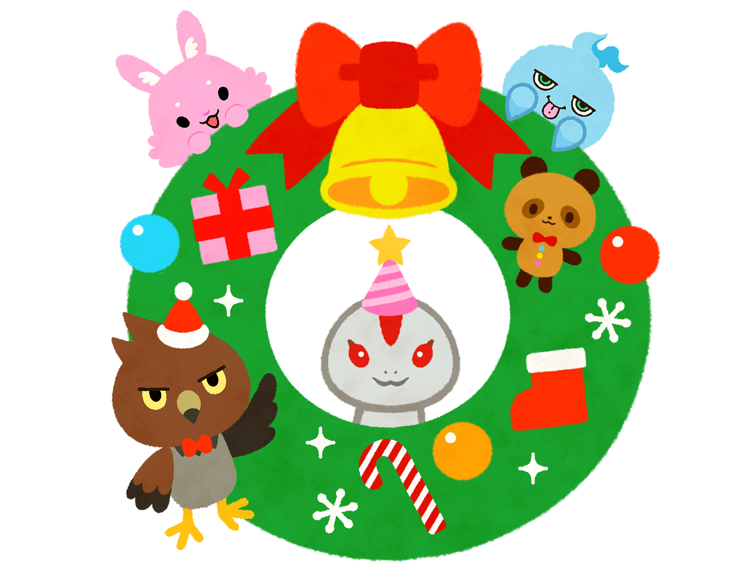 クリスマスリースとCNPのイラスト