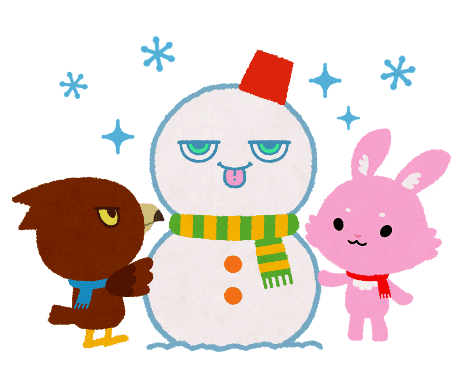 雪だるまになったミタマのイラスト