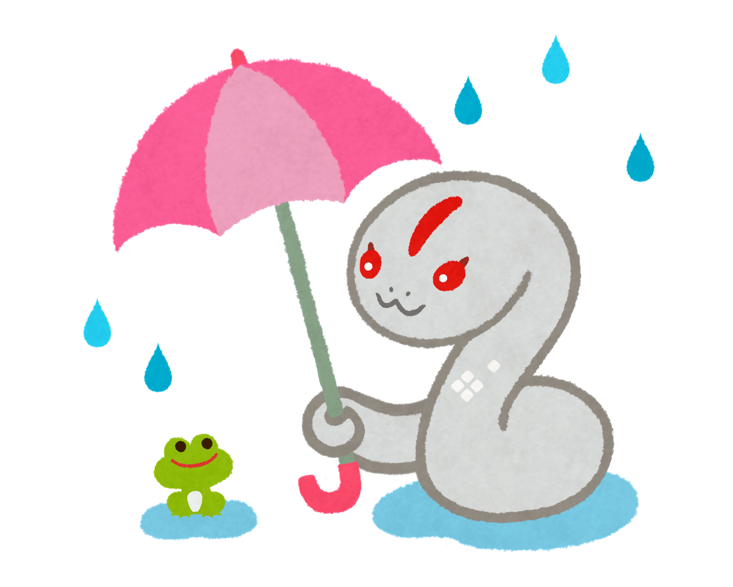 雨傘をさすオロチのイラスト