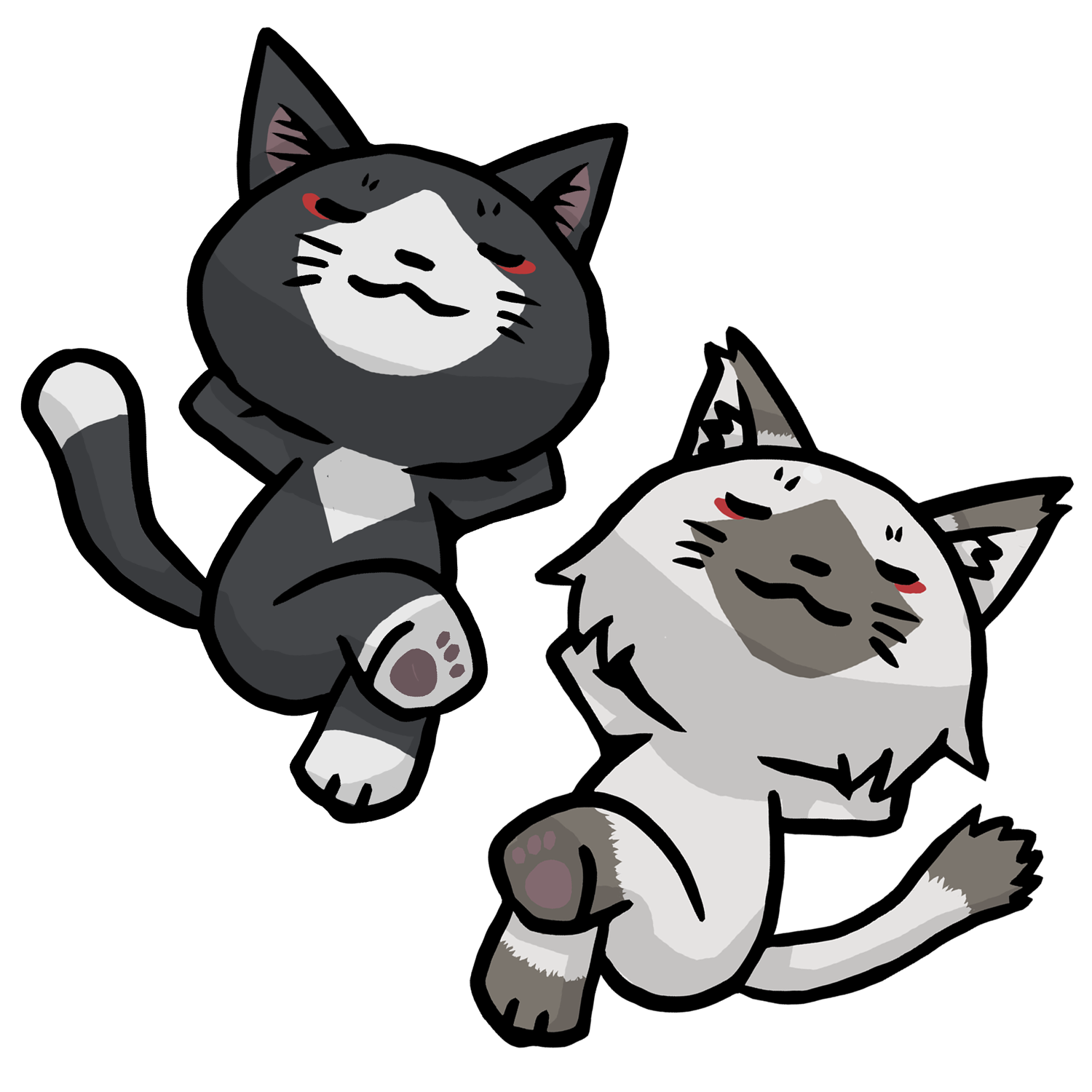 ゴロゴロするトワとセツナのイラスト