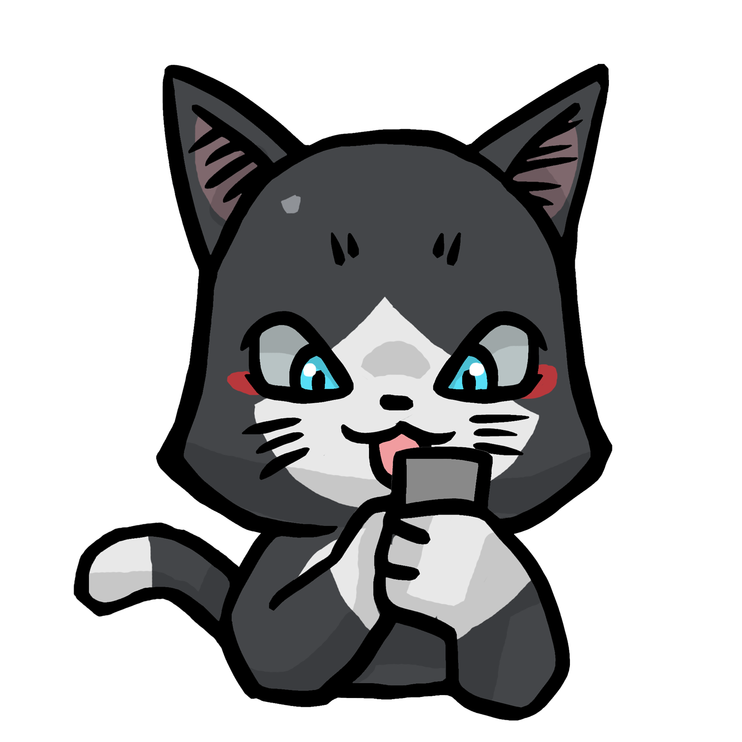 スマホを見ているトワのイラスト