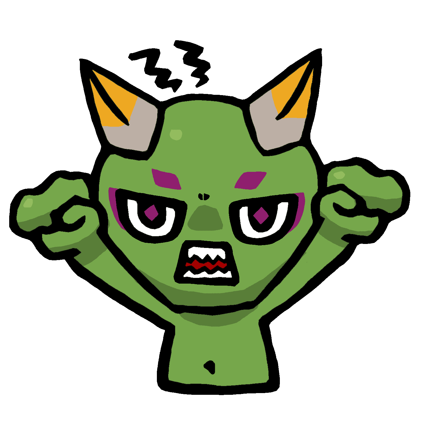 両手をあげて怒るヤーマのイラスト