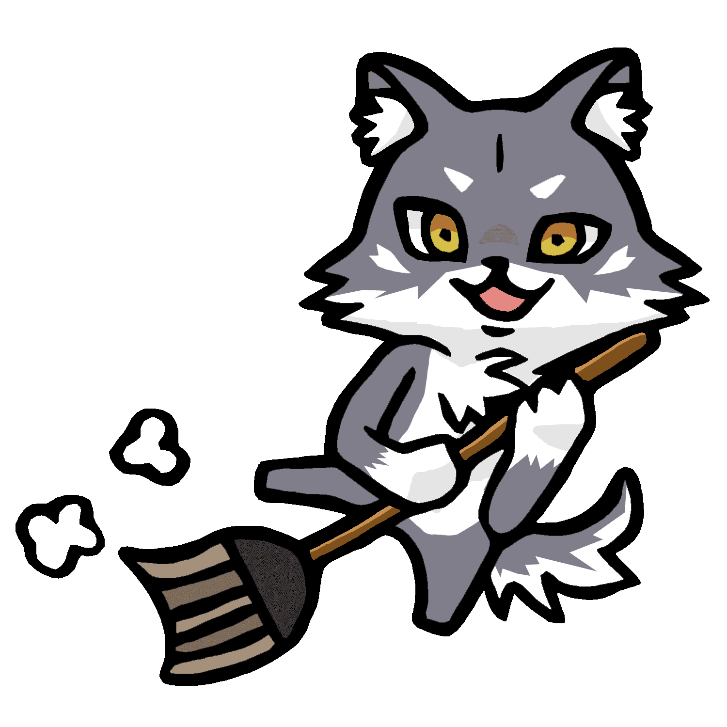掃除をするマカミのイラスト