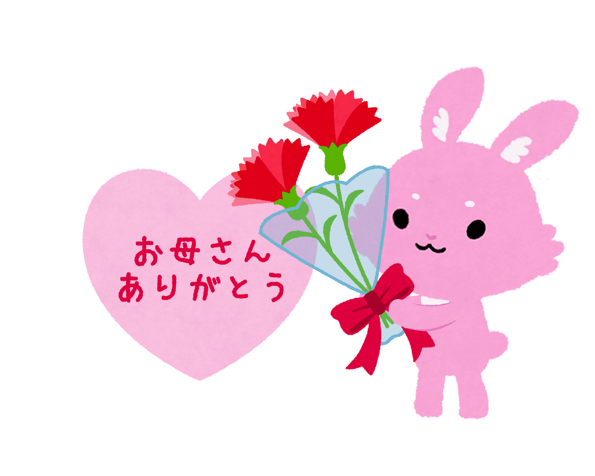母の日に花束を渡すルナのイラスト