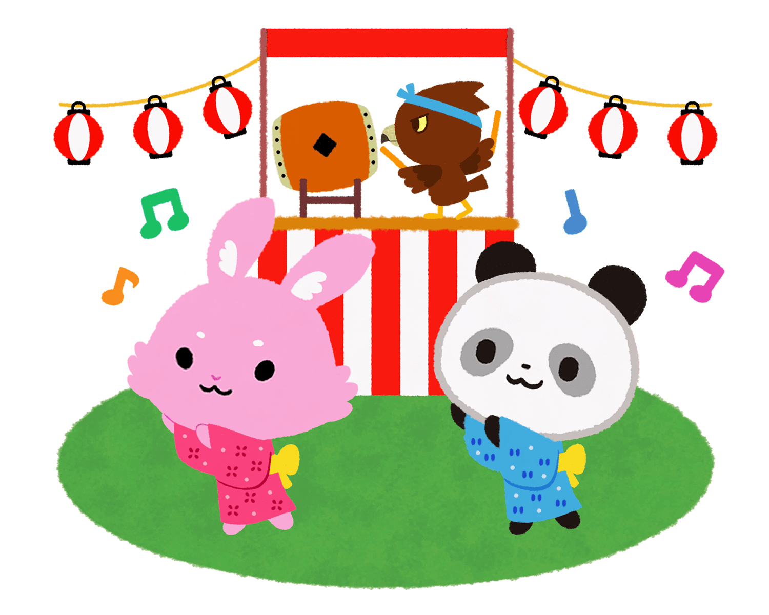盆踊りをするCNPのイラスト