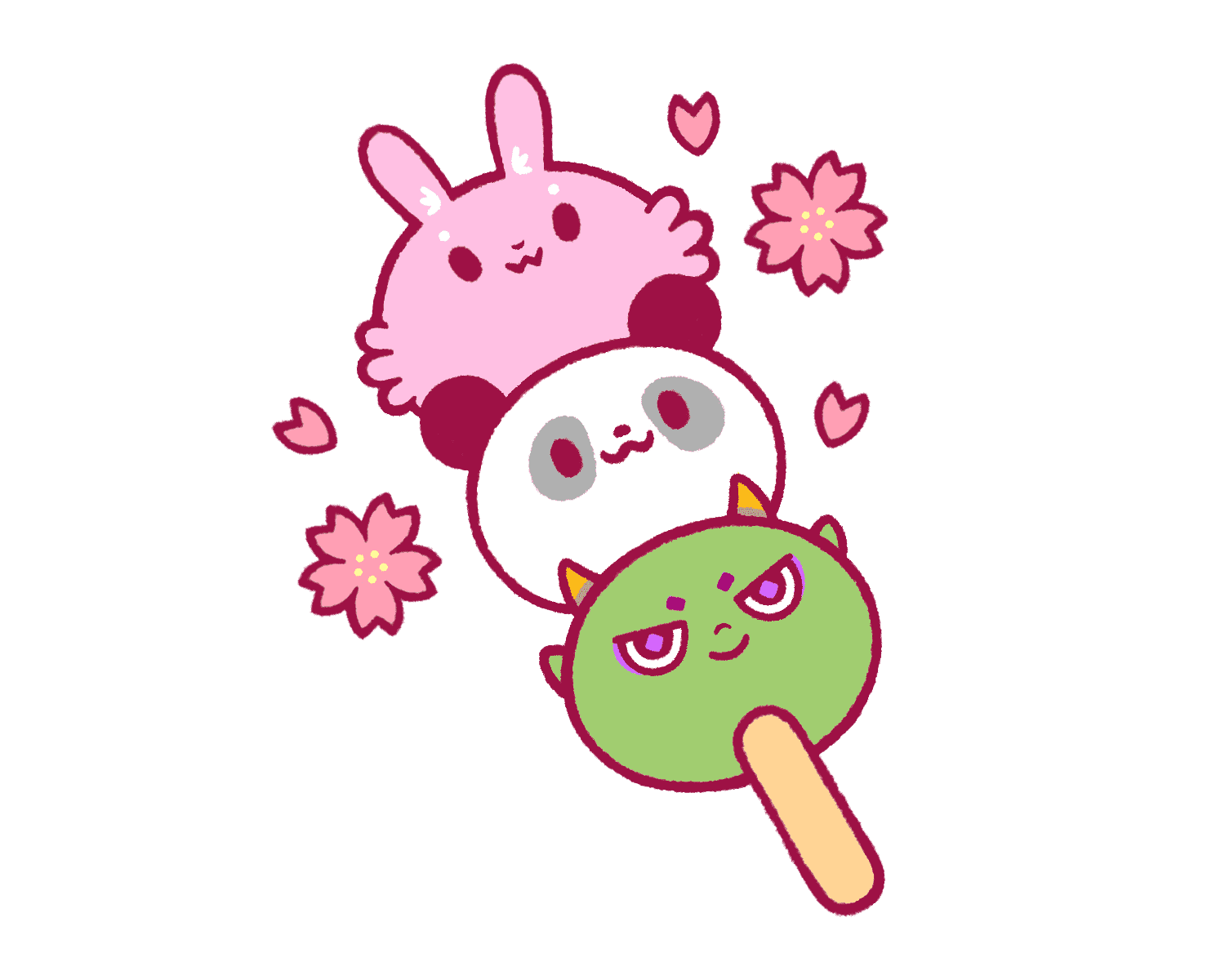 三色団子になったCNPのイラスト