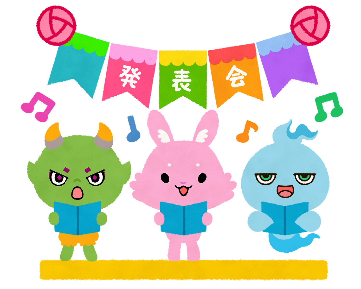 発表会で歌うCNPのイラスト