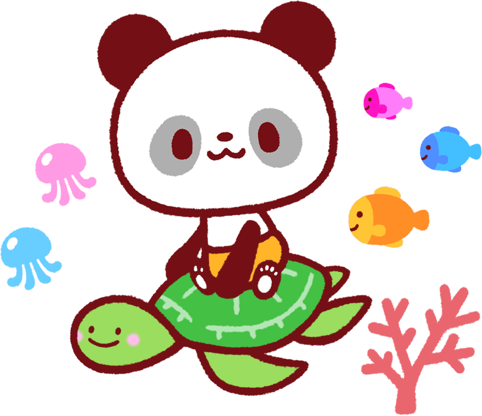 カメに乗るリーリーのイラスト
