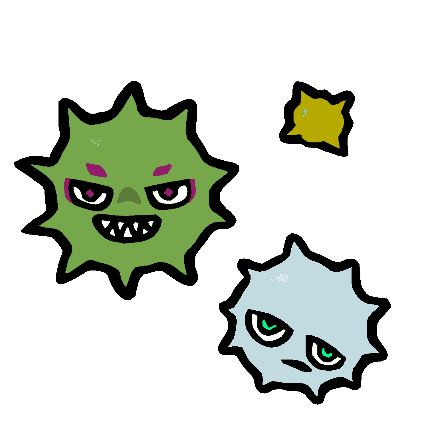 ウィルスになったヤーマとミタマのイラスト