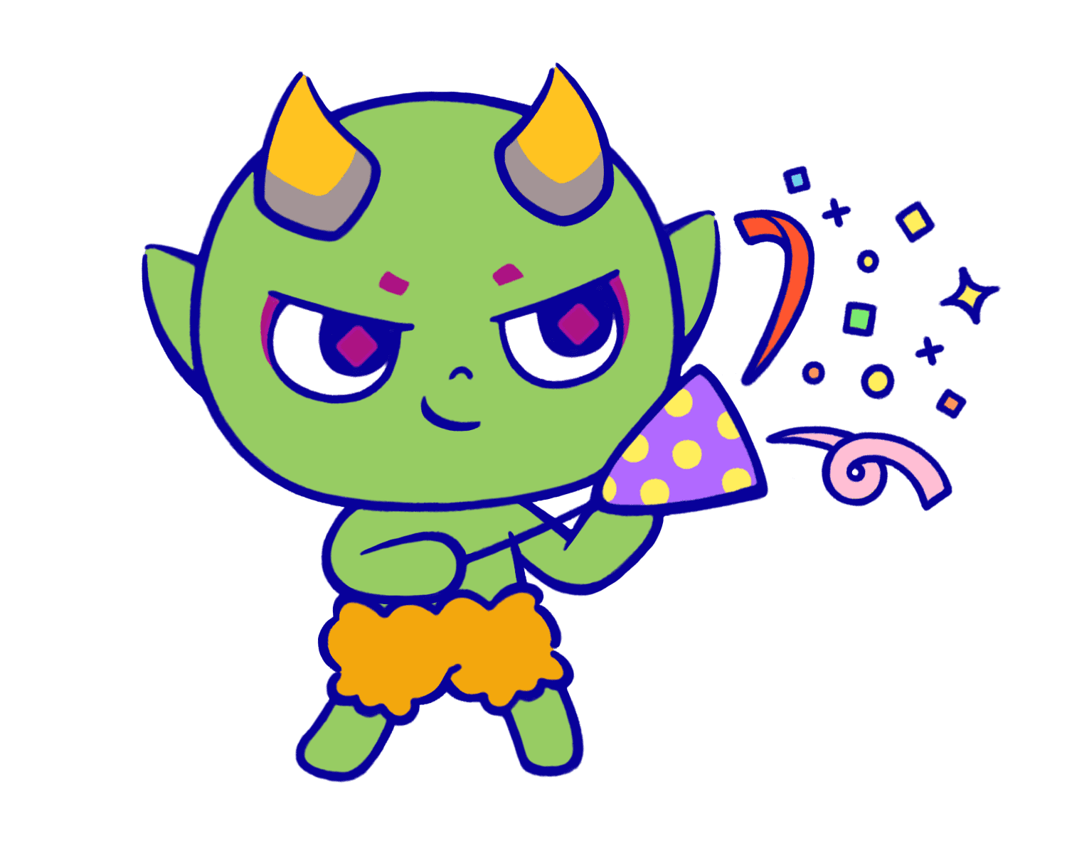 お祝いをするヤーマのイラスト