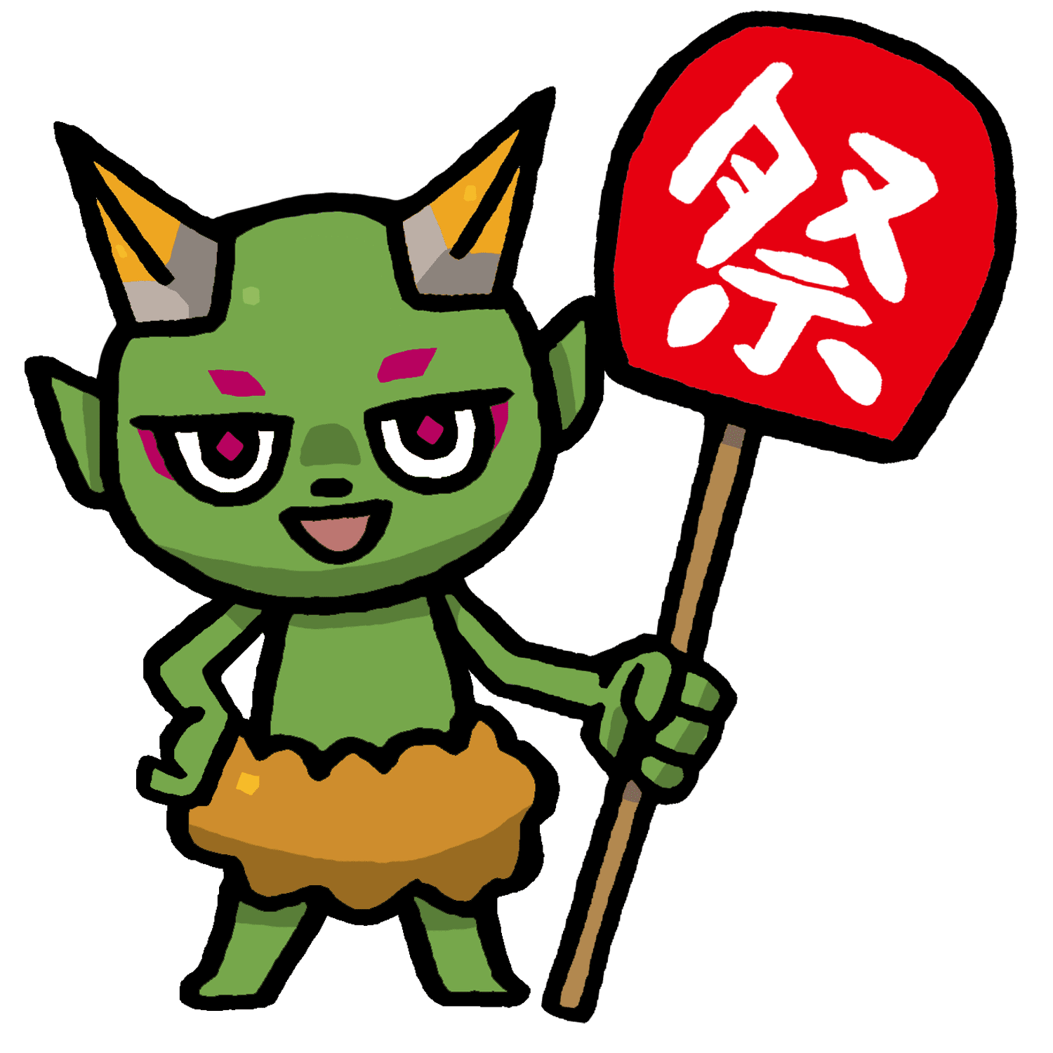 祭うちわを持つヤーマのイラスト