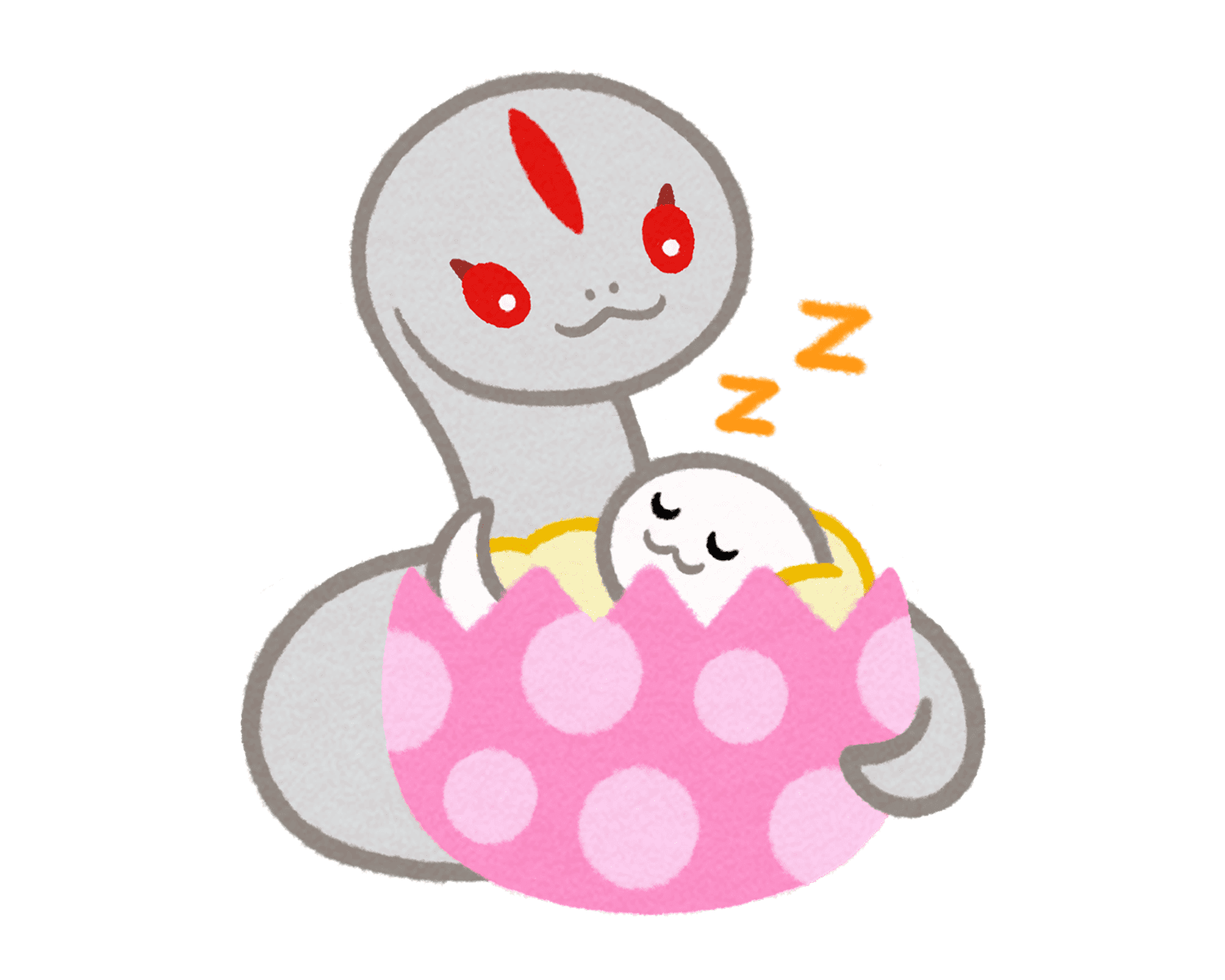 子育てをするオロチのイラスト