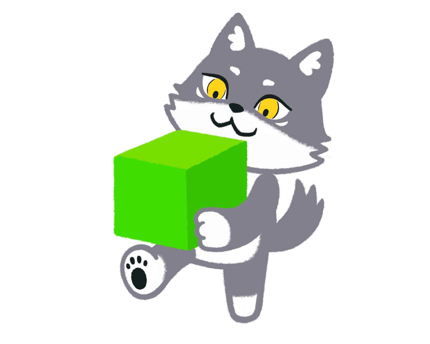 箱を一つ運ぶマカミのイラスト