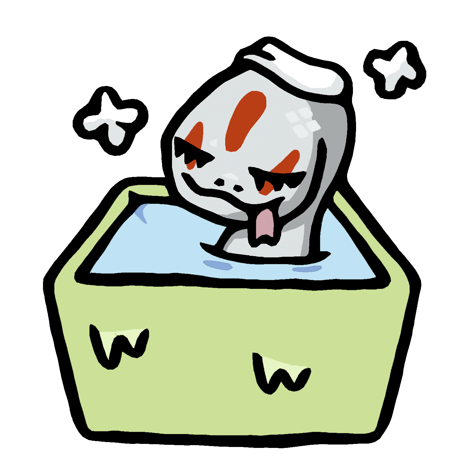 お風呂で一日の疲れをとるオロチのイラスト