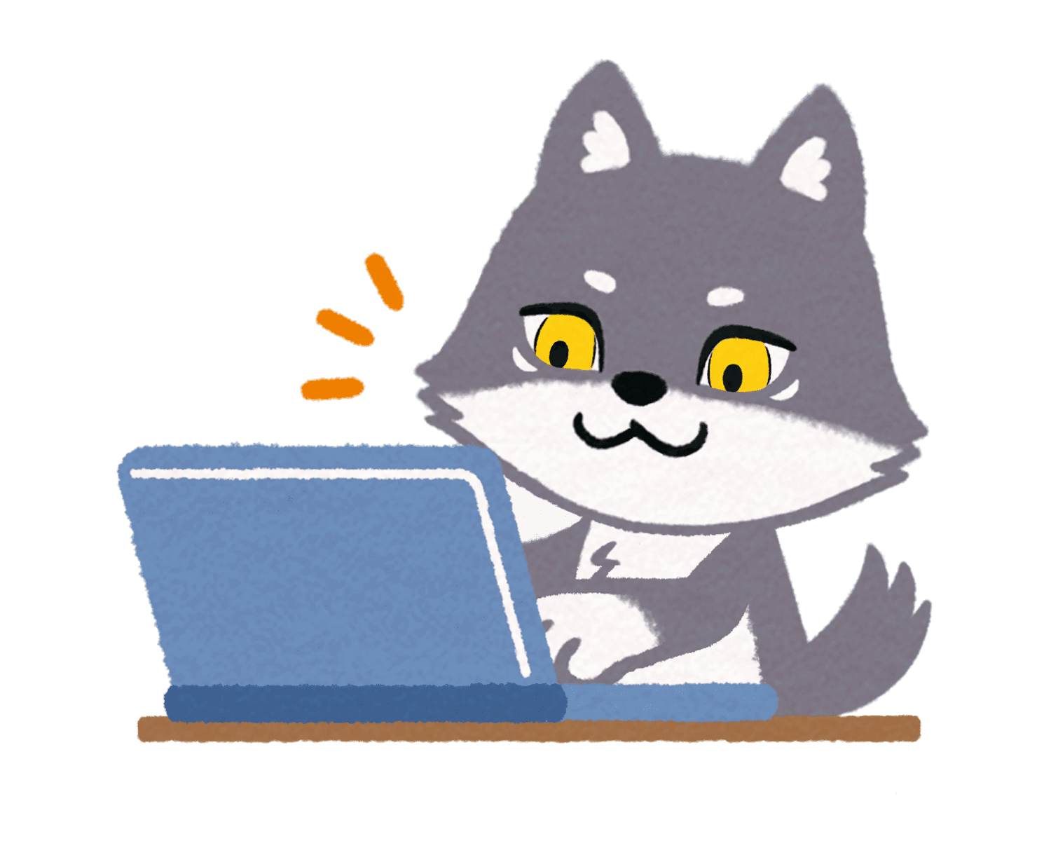 PCを使うマカミのイラスト