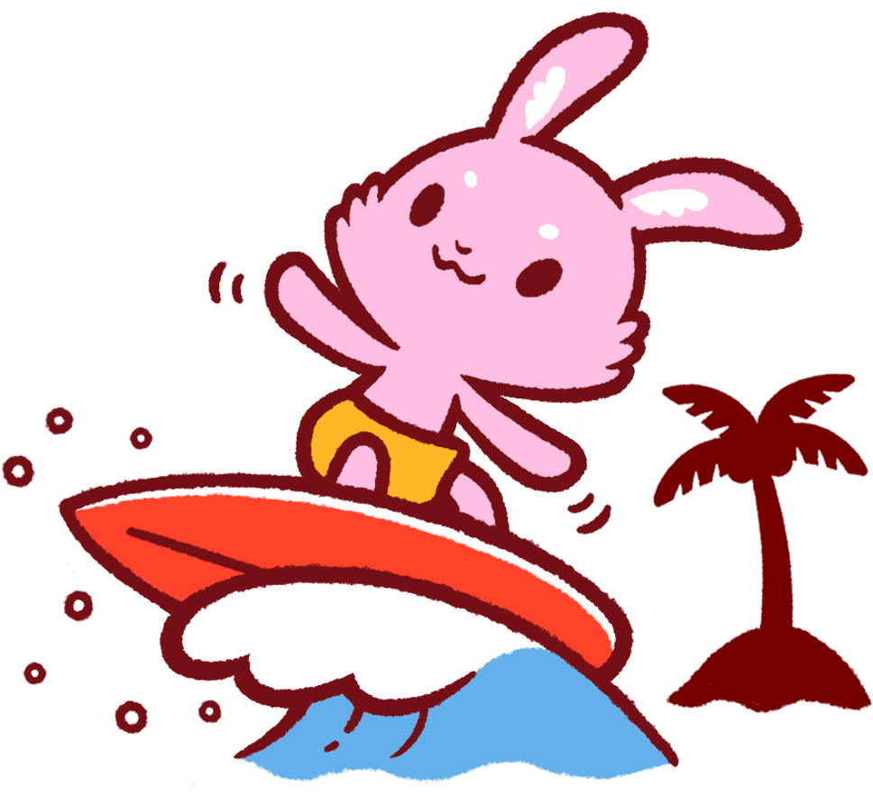 サーフィンをするルナのイラスト