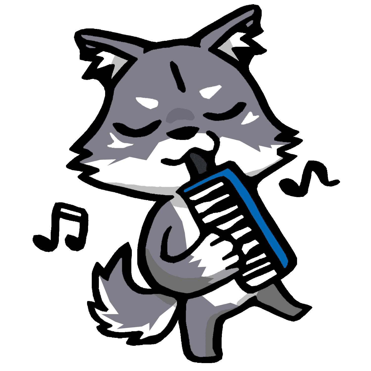 鍵盤ハーモニカで演奏するマカミのイラスト