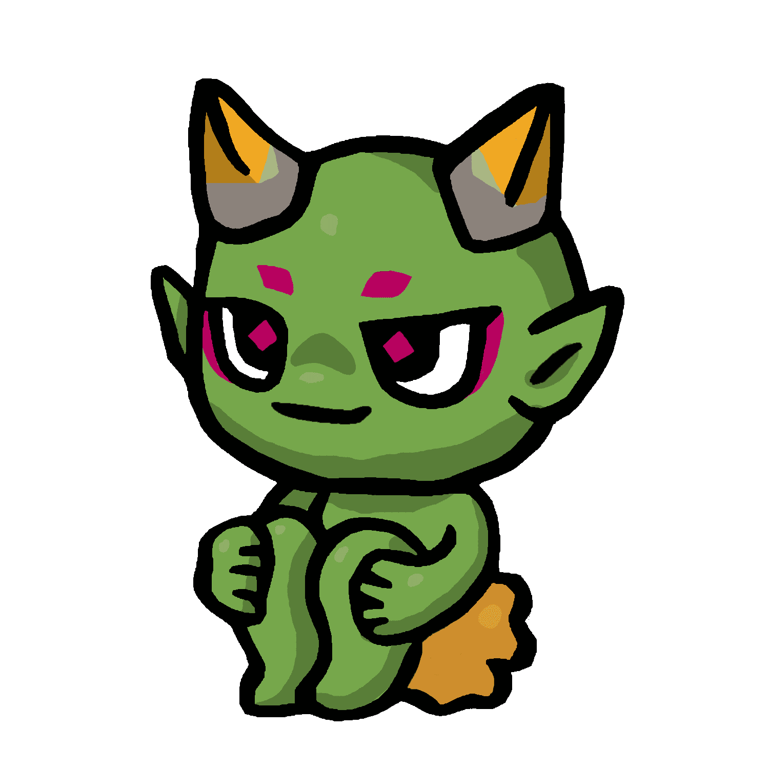 三角座りをするヤーマのイラスト