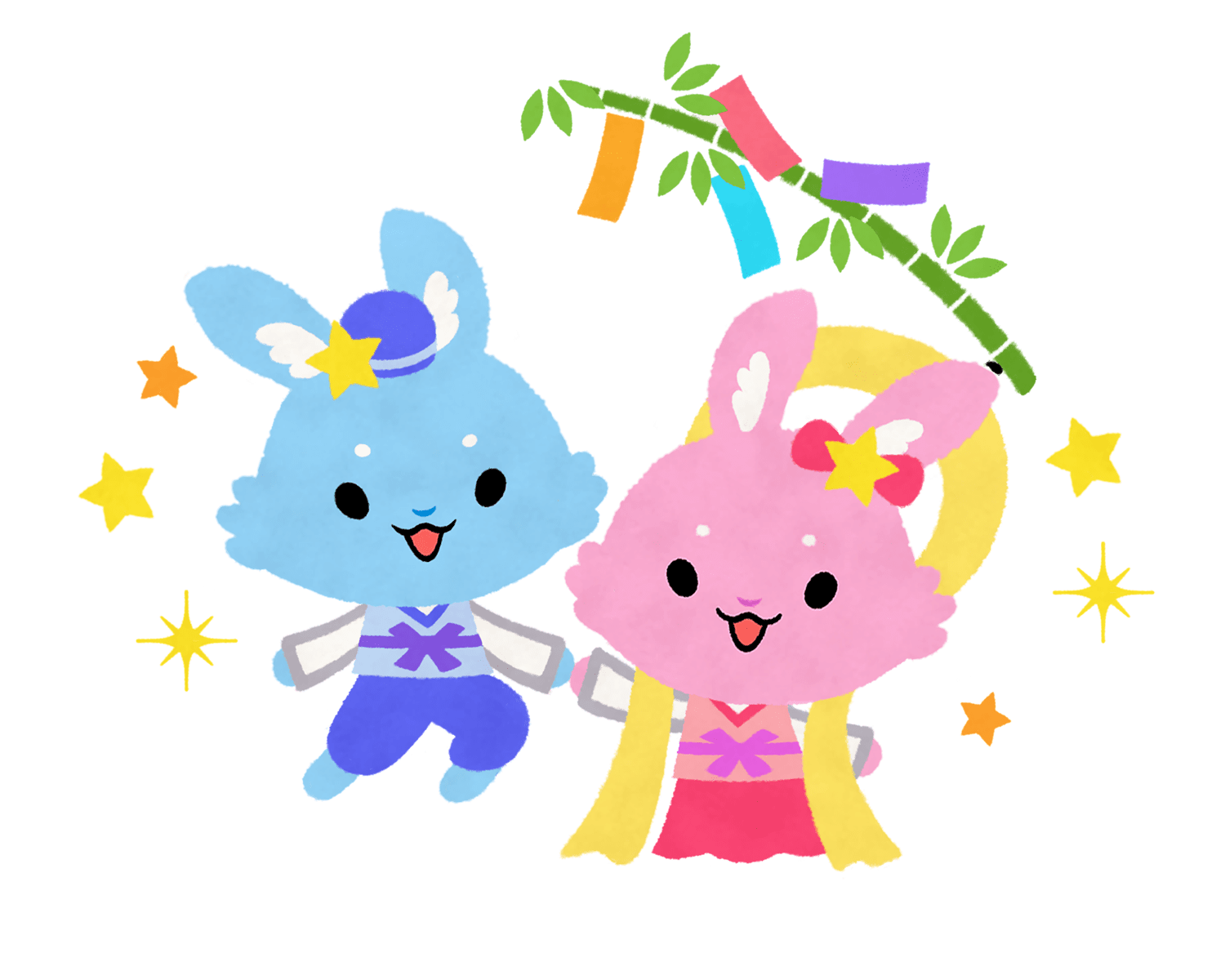 織り姫とひこ星になったルナのイラスト