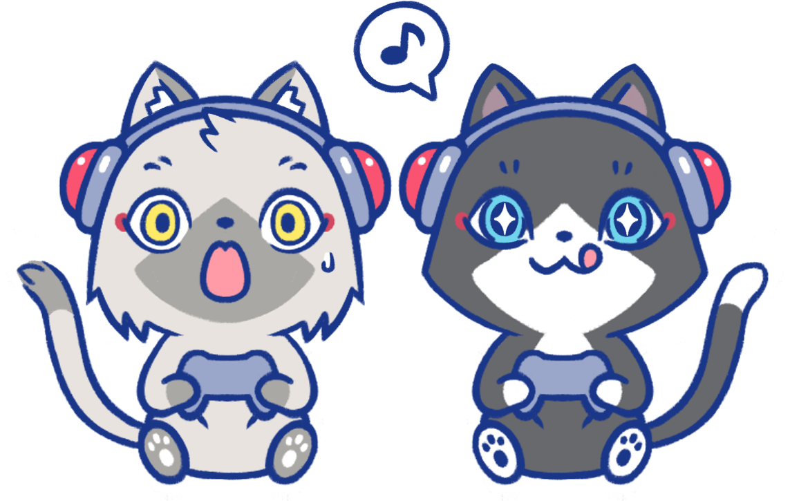 ゲームで遊ぶトワとセツナのイラスト