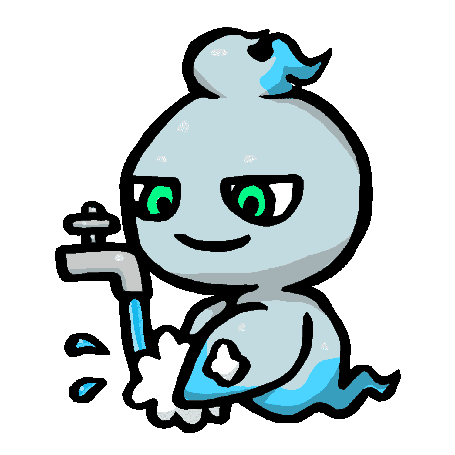 手洗いをするミタマのイラスト