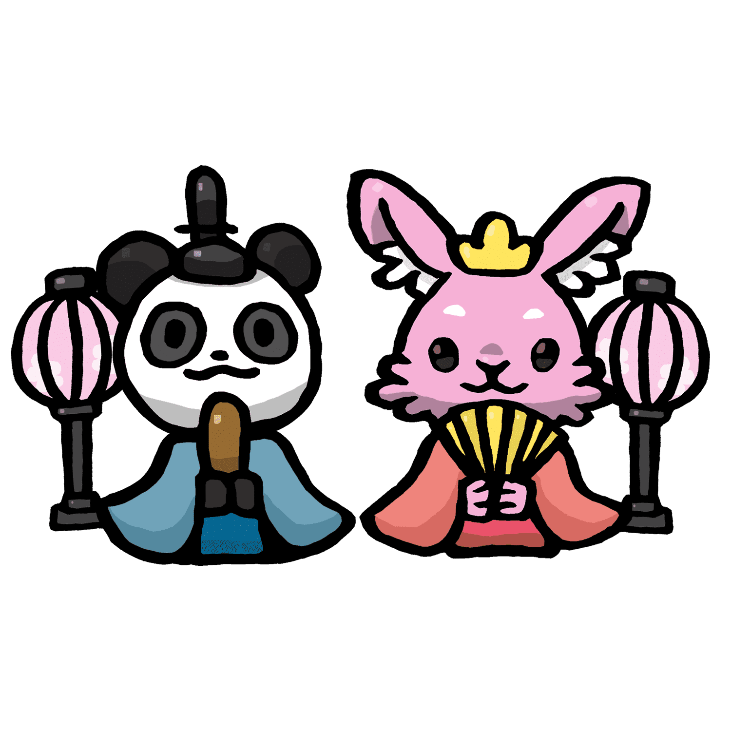 ひな人形になったリーリーとルナのイラスト