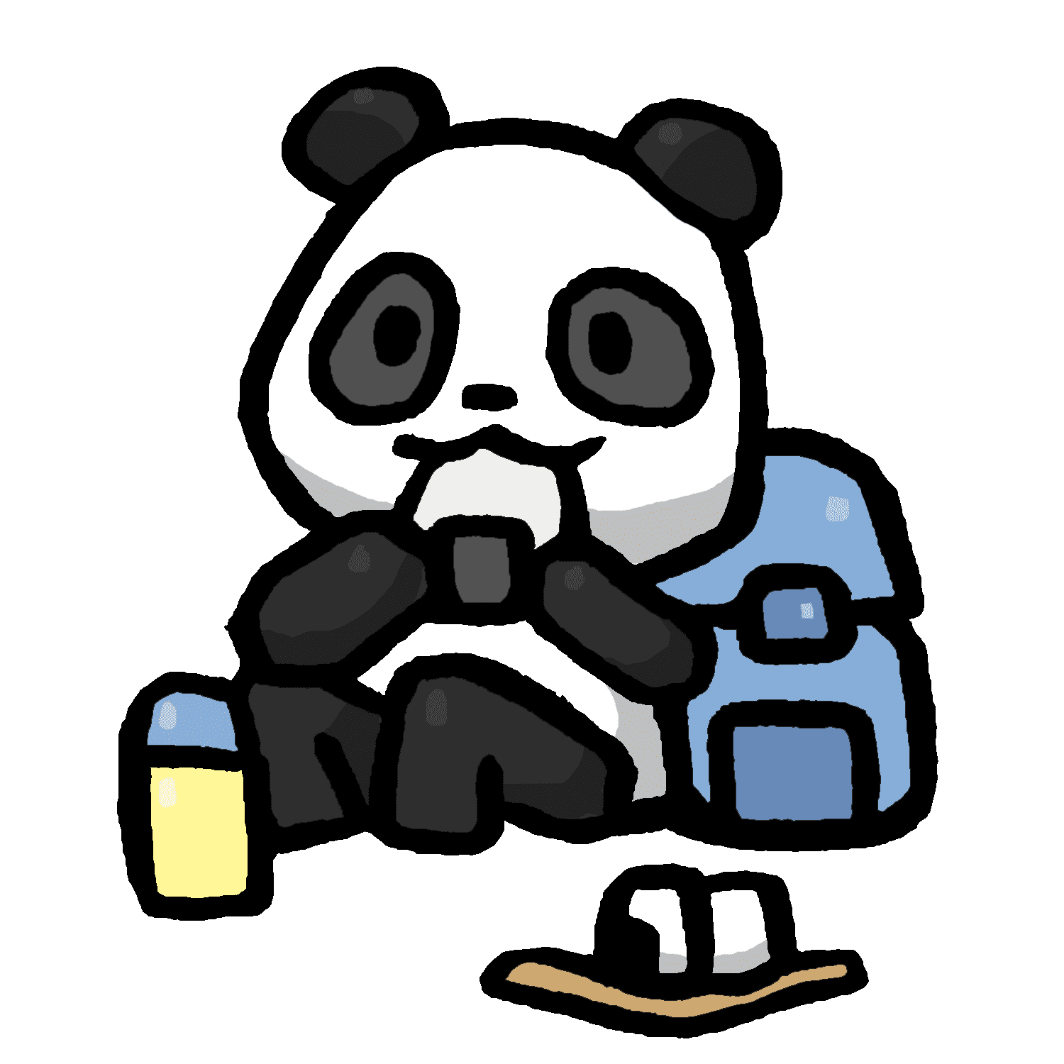 おにぎりを食べるリーリーのイラスト