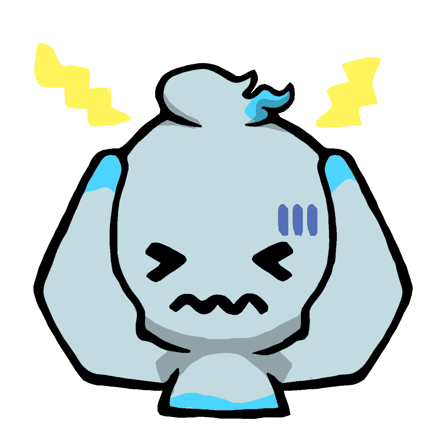 頭痛に悩まされるミタマのイラスト