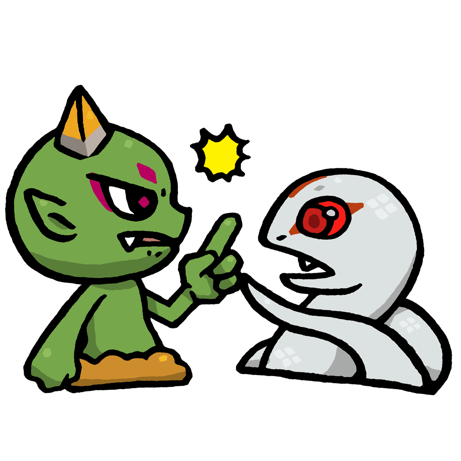 口喧嘩するヤーマとオロチのイラスト