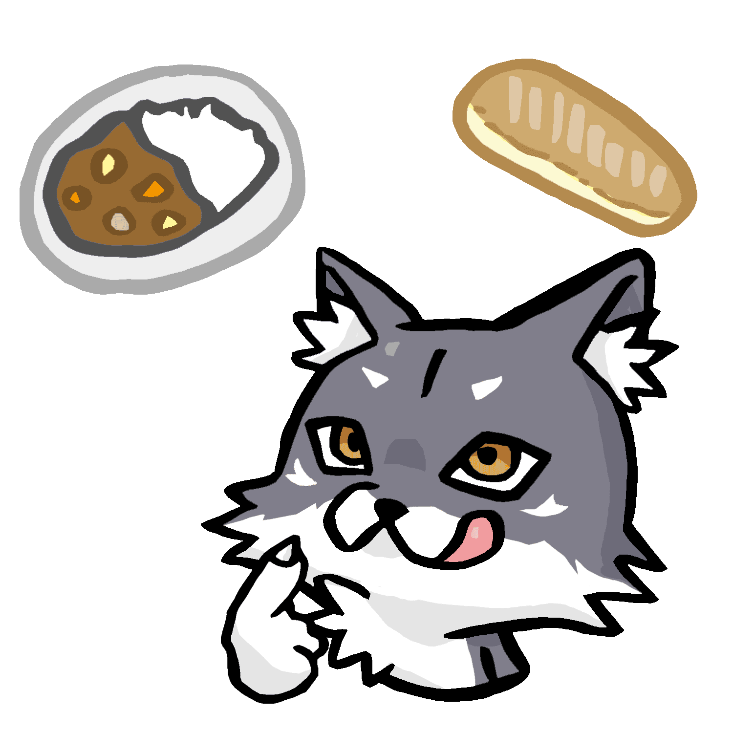 給食を楽しみにするマカミのイラスト