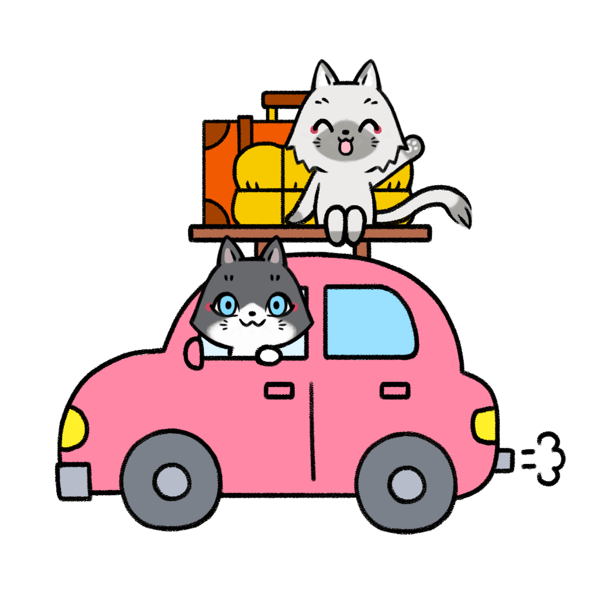 引っ越しをするトワとセツナのイラスト