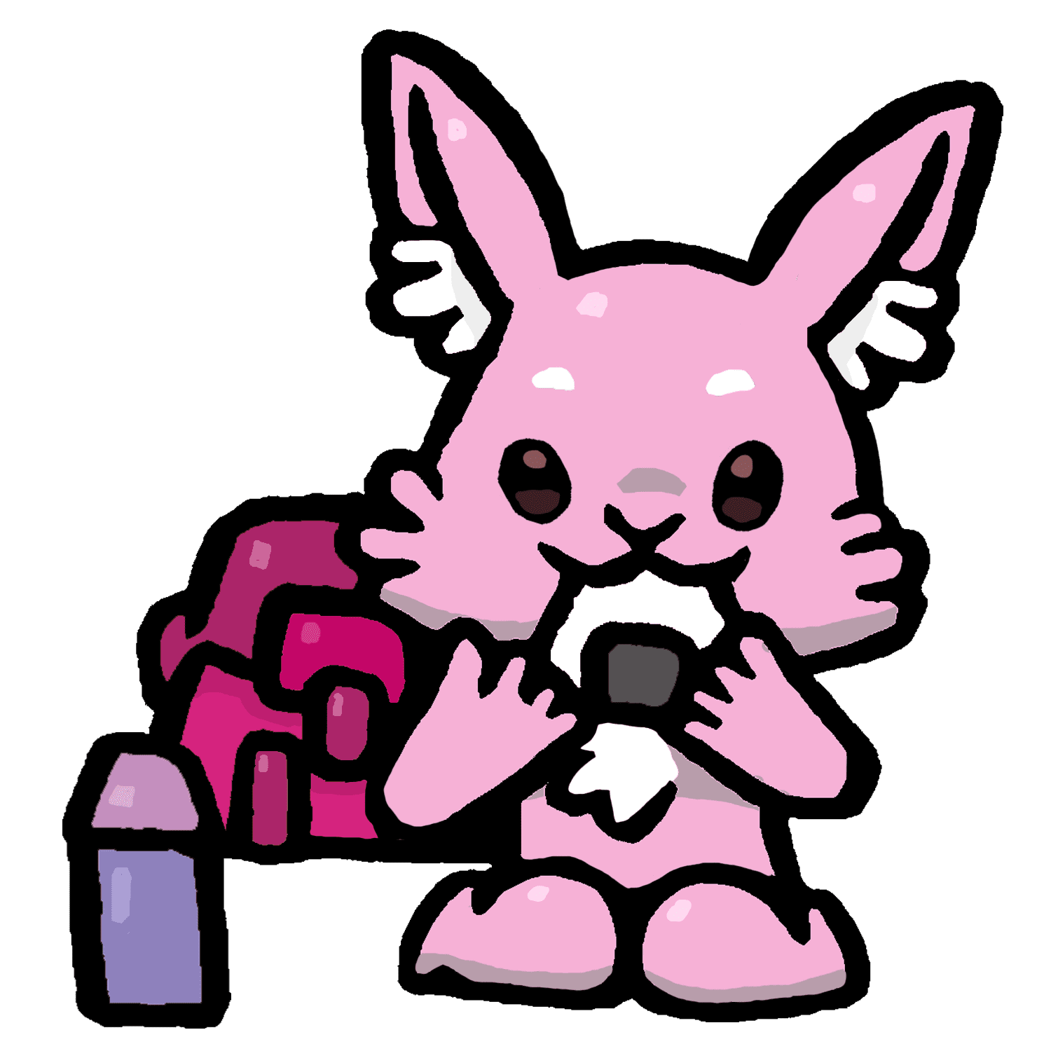 おにぎりを食べるルナのイラスト