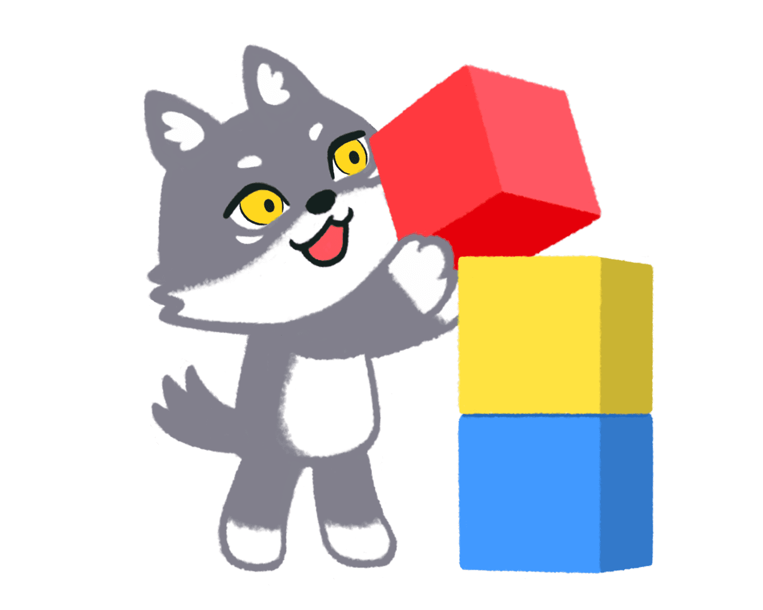 箱を積み上げるマカミのイラスト