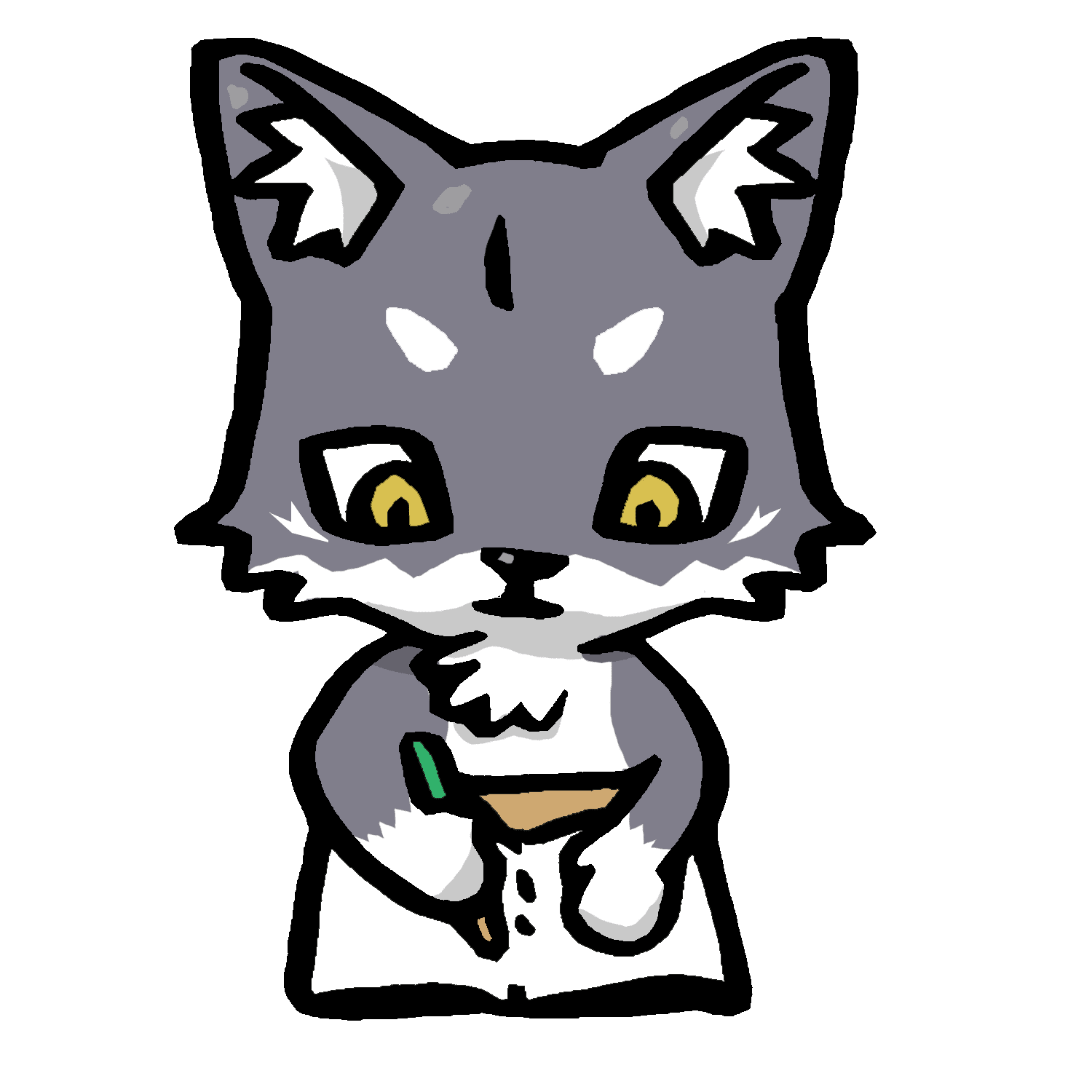 宿題をするマカミのイラスト