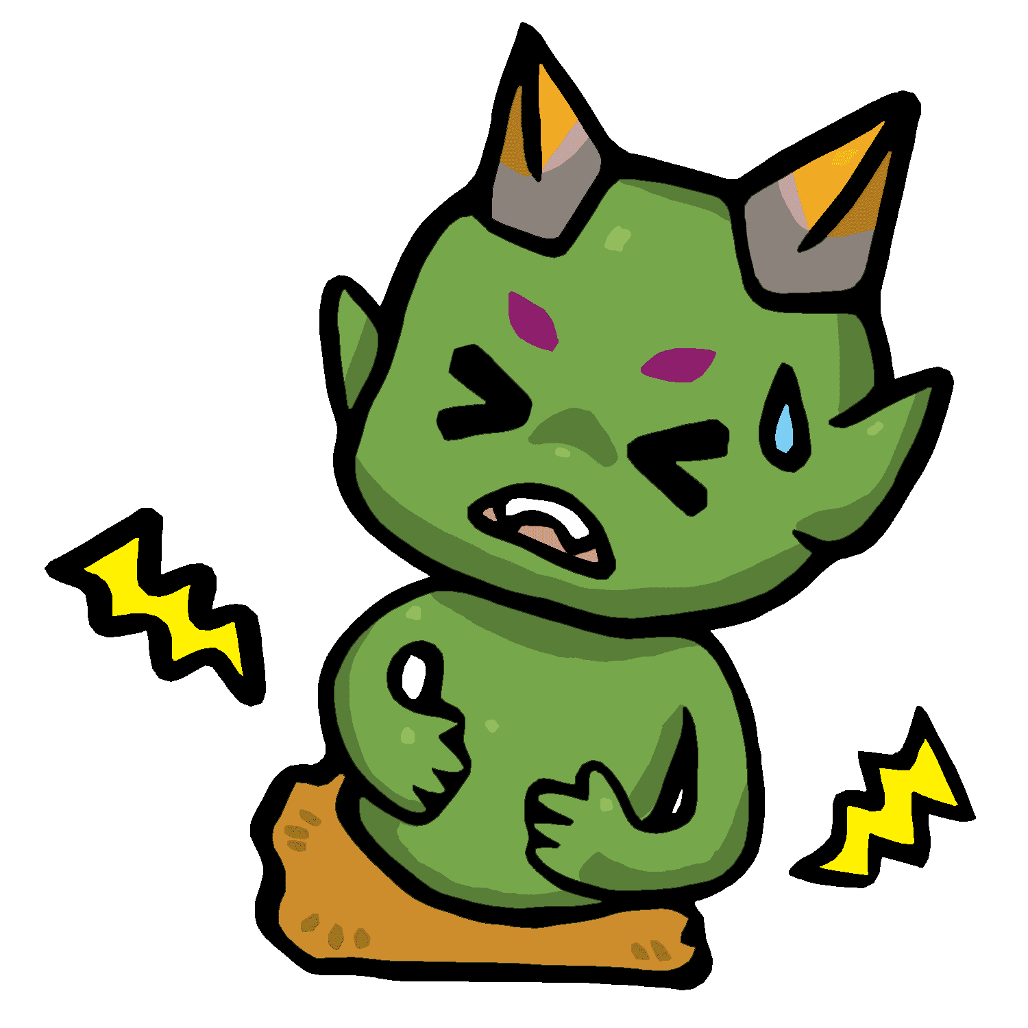 腹痛に苦しむヤーマのイラスト