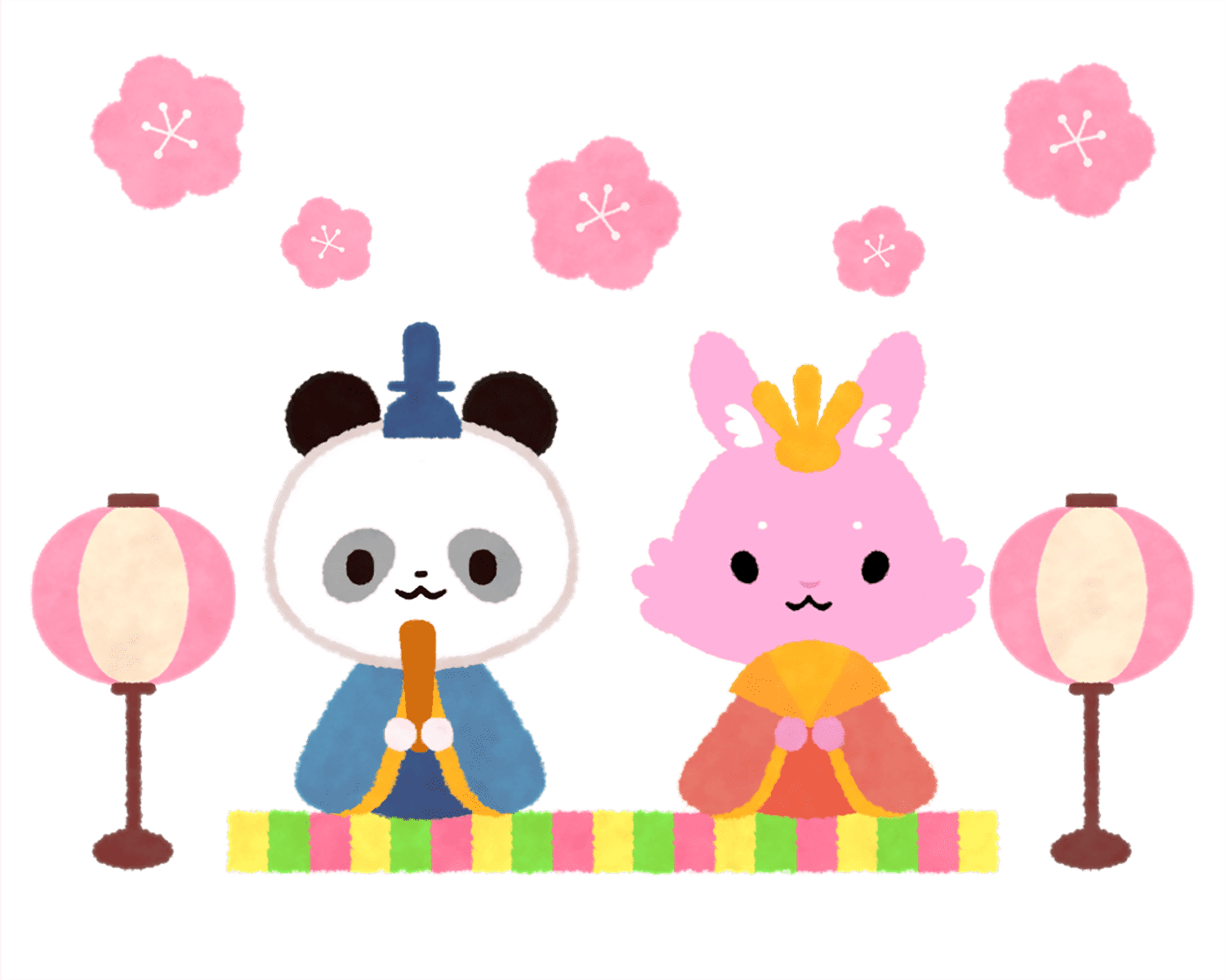 ひな人形になったリーリーとルナのイラスト