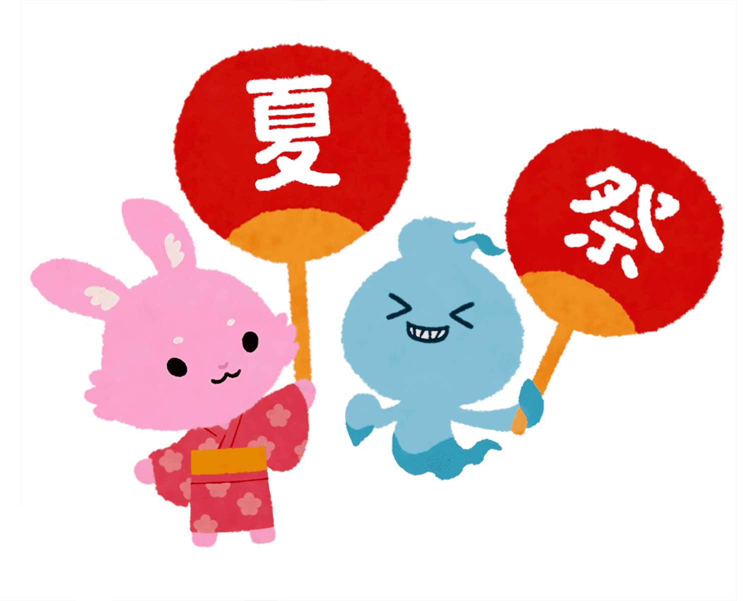 夏祭りを楽しむルナとミタマのイラスト