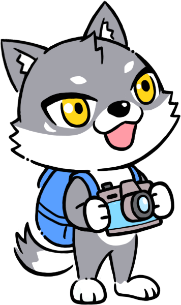 カメラを持つマカミのイラスト