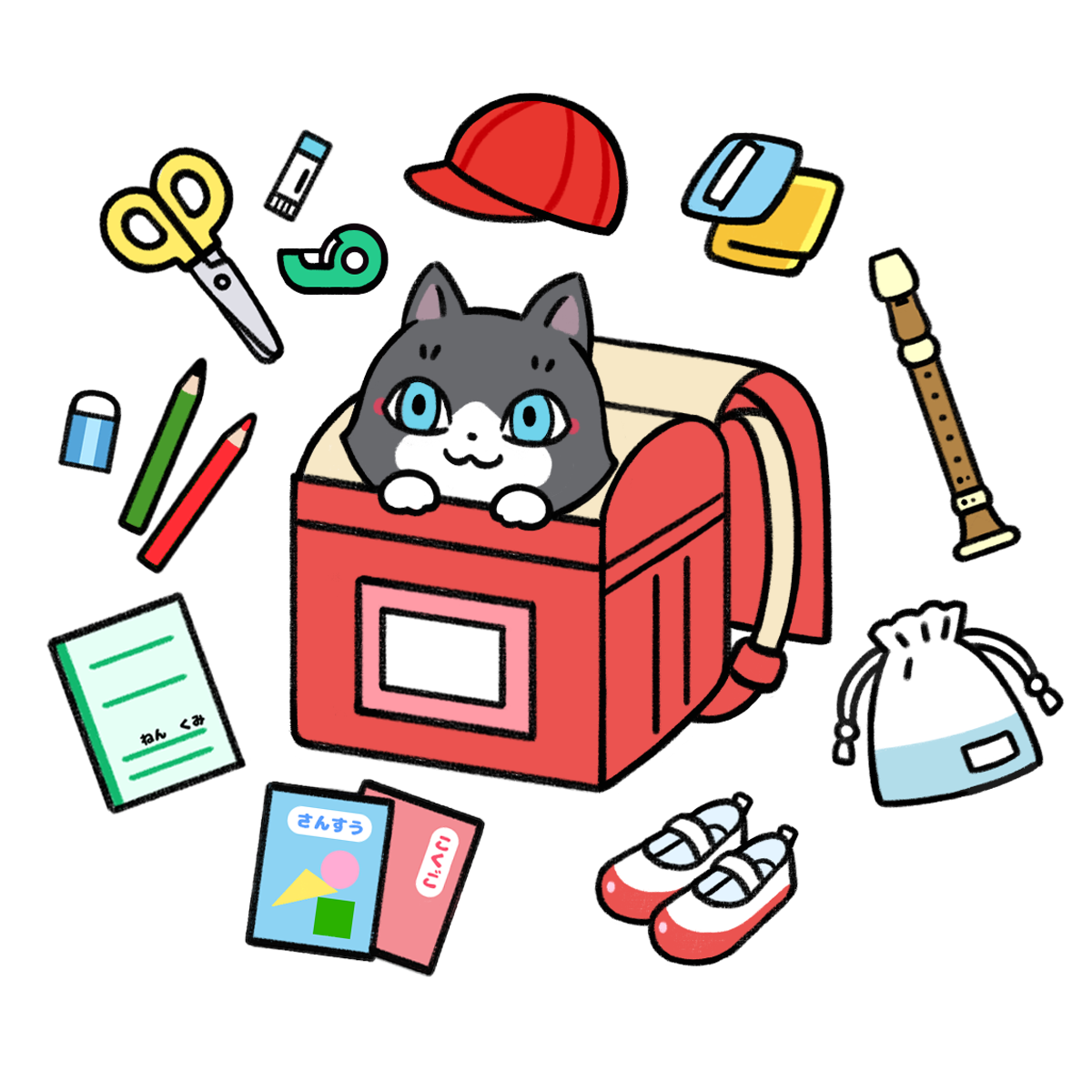 新学期の準備をするトワのイラスト