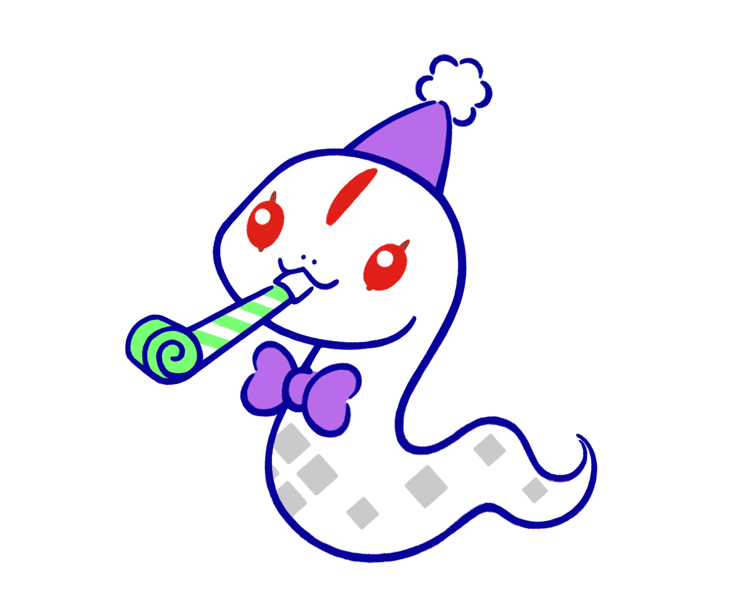 お祝いをするオロチのイラスト