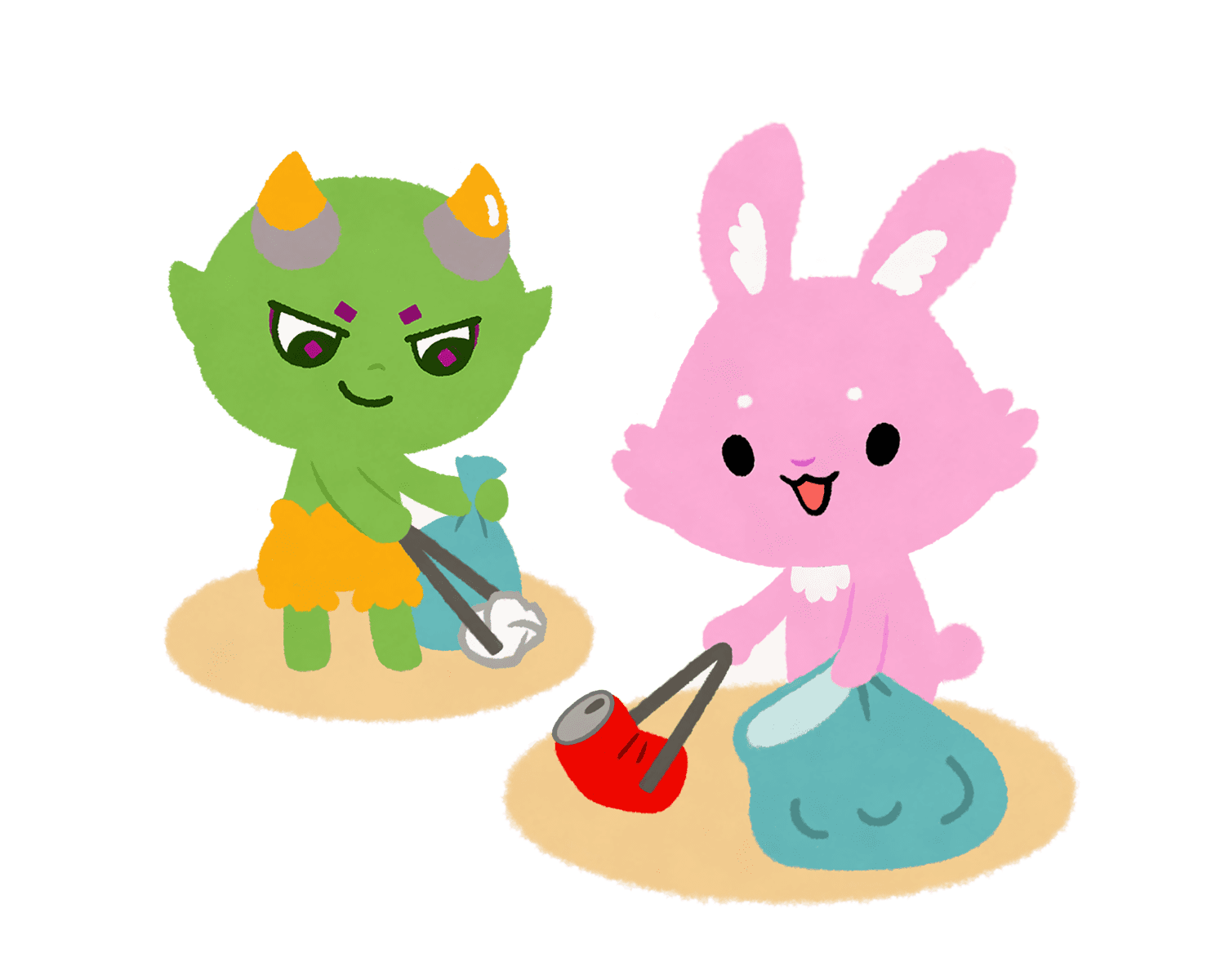 ゴミ拾いをするCNPのイラスト