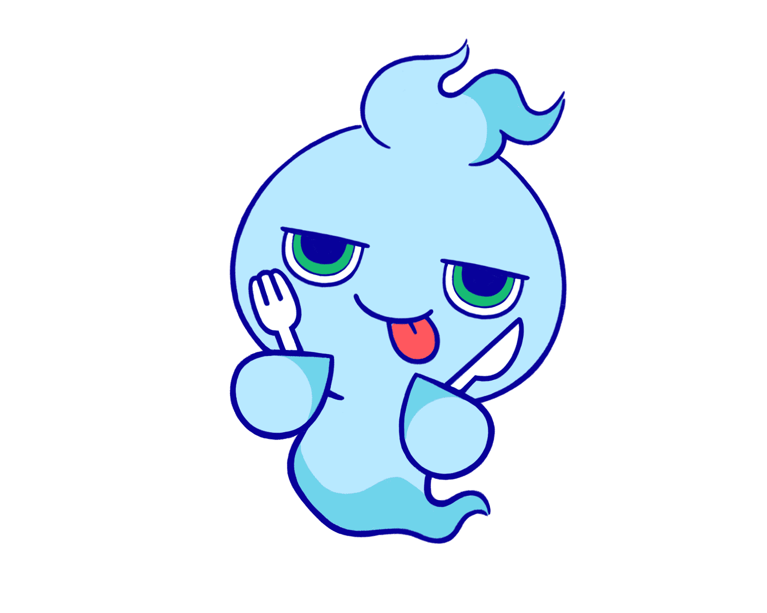 食事を楽しみにするミタマのイラスト