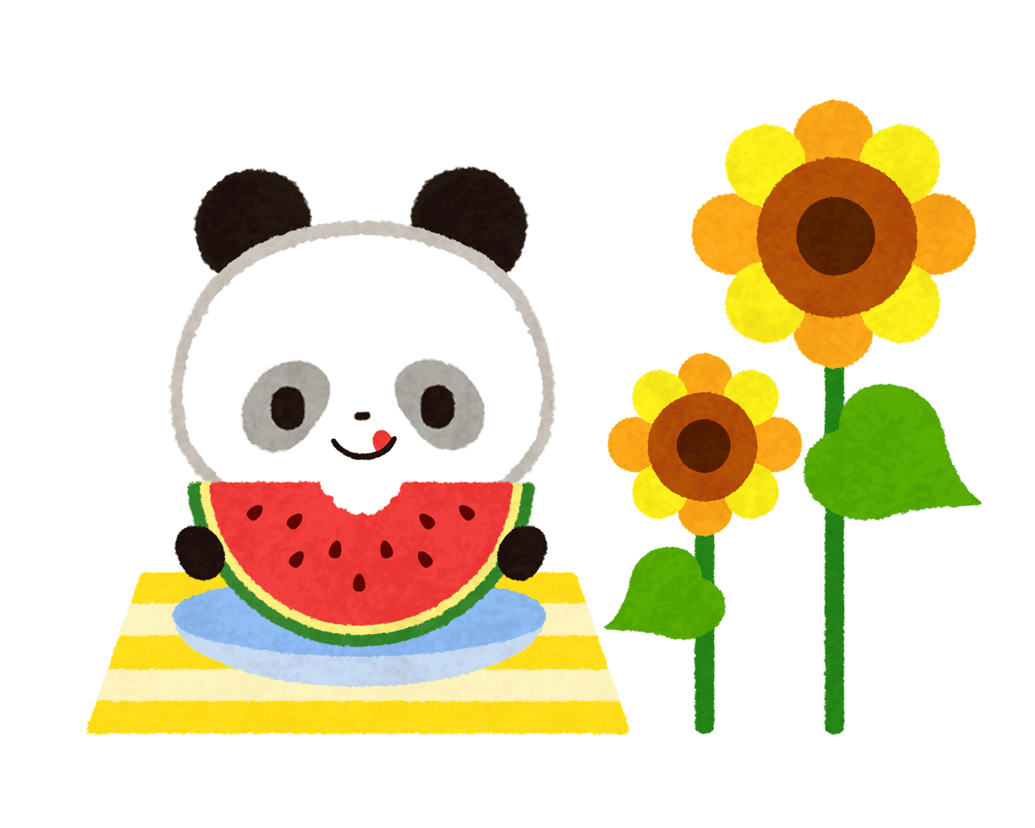 スイカを食べるリーリーのイラスト