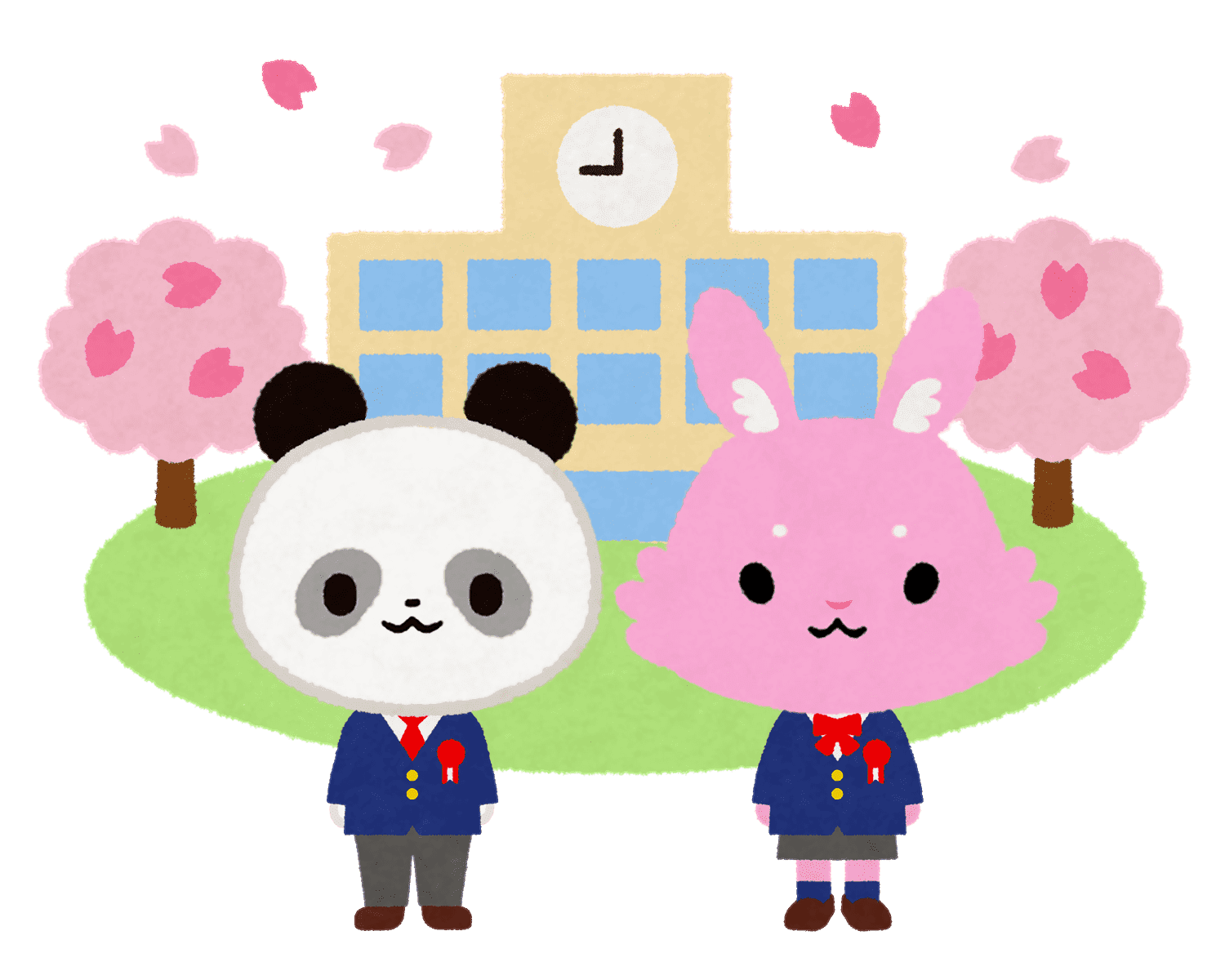 入学式を迎えたリーリーとルナのイラスト
