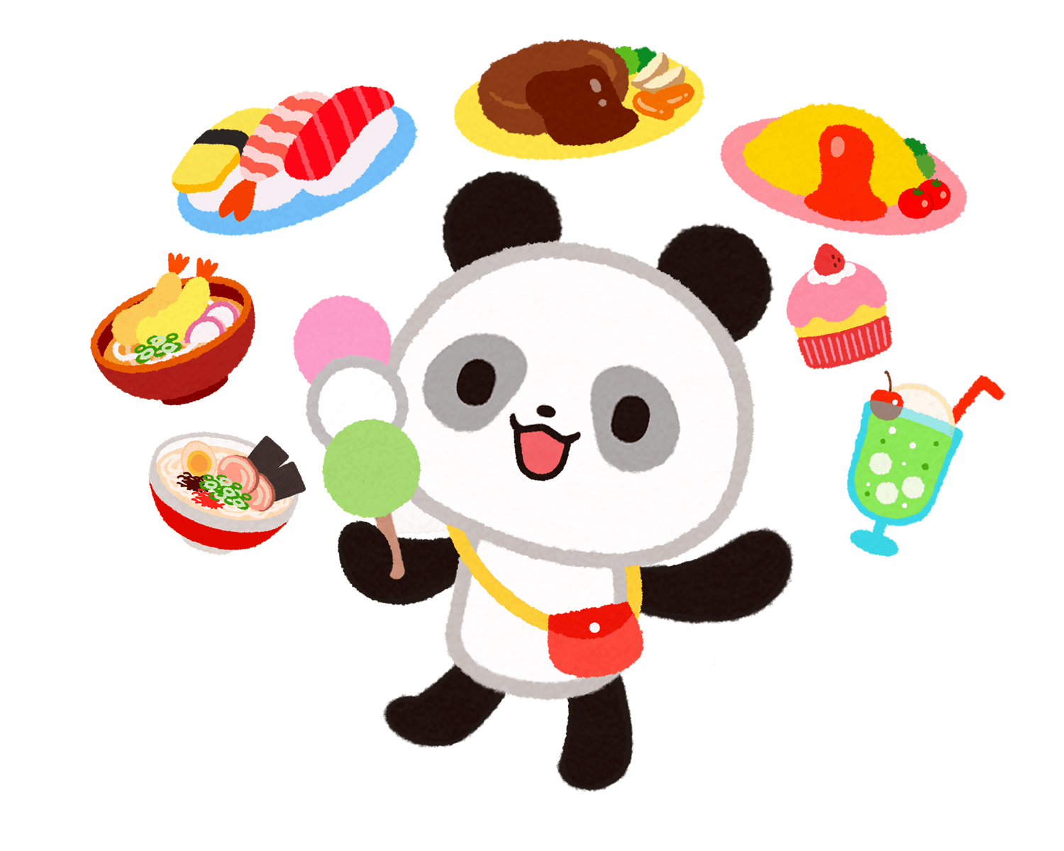 食べ歩きを楽しむリーリーのイラスト